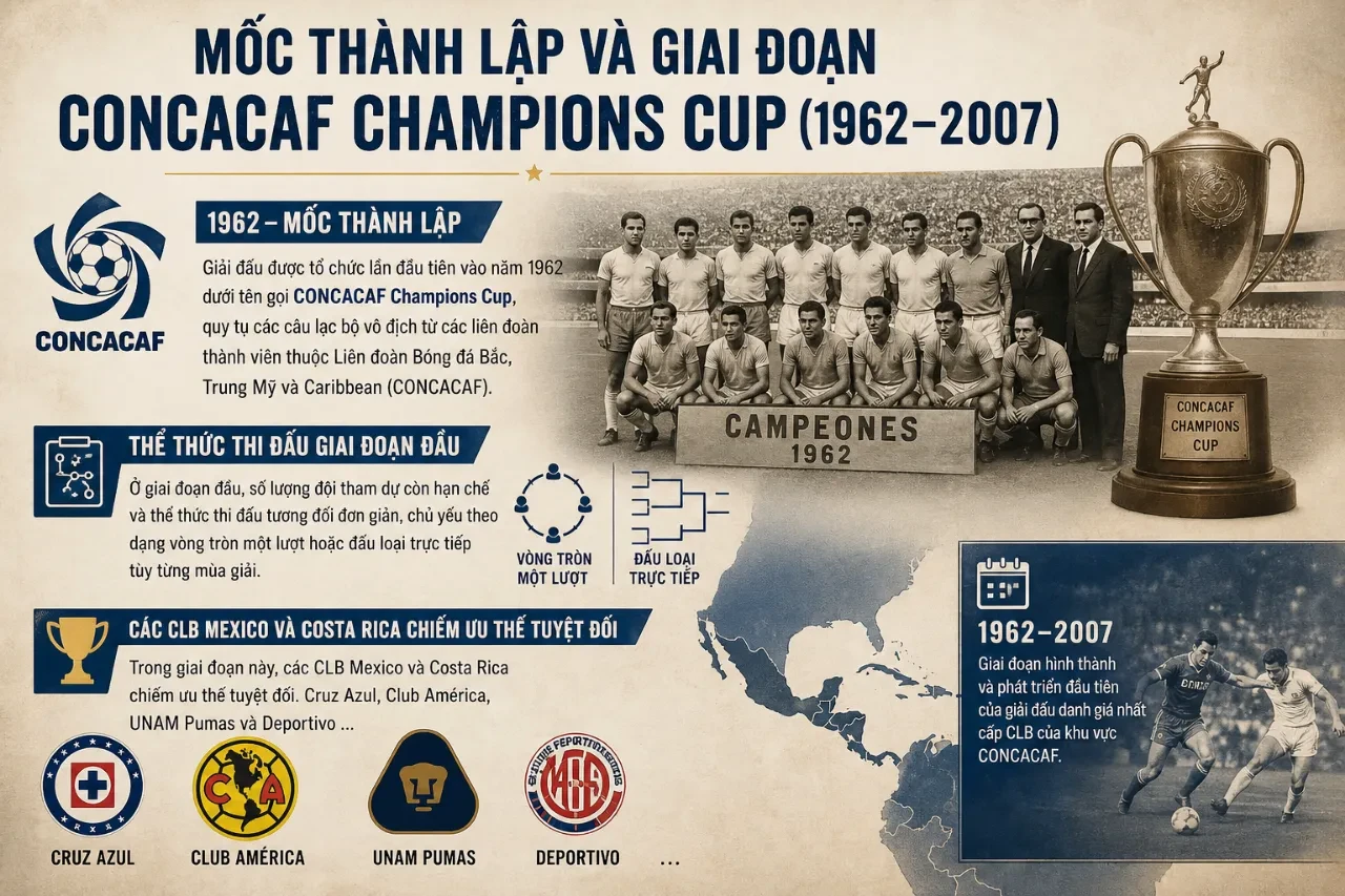 Danh Sách Các Câu Lạc Bộ Vô Địch CONCACAF Champions Cup Qua Từng Thời Kỳ (1962–2026)