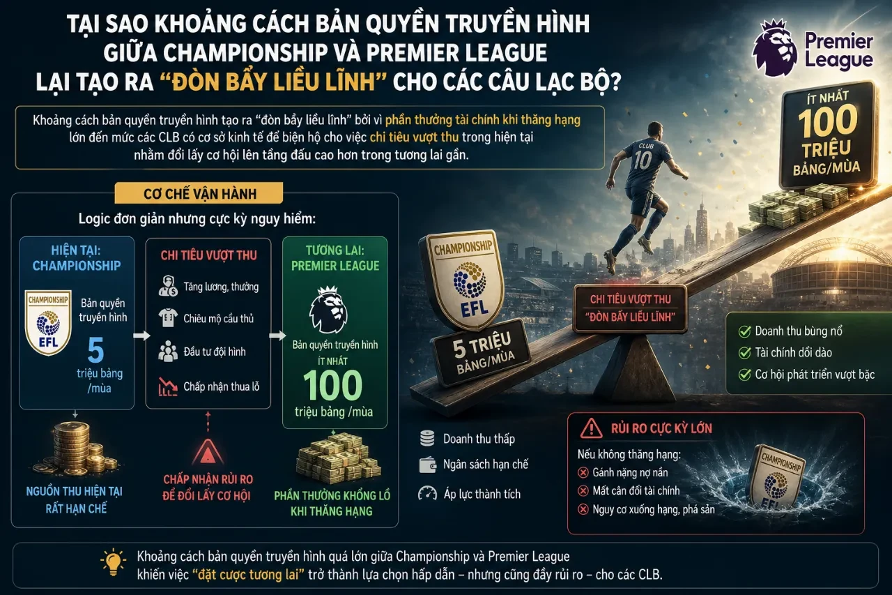 Giải Mã Mô Hình Tài Chính EFL Championship: Bản Quyền Truyền Hình và Cú Đổi Đời Từ Trận Chung Kết Play-Off