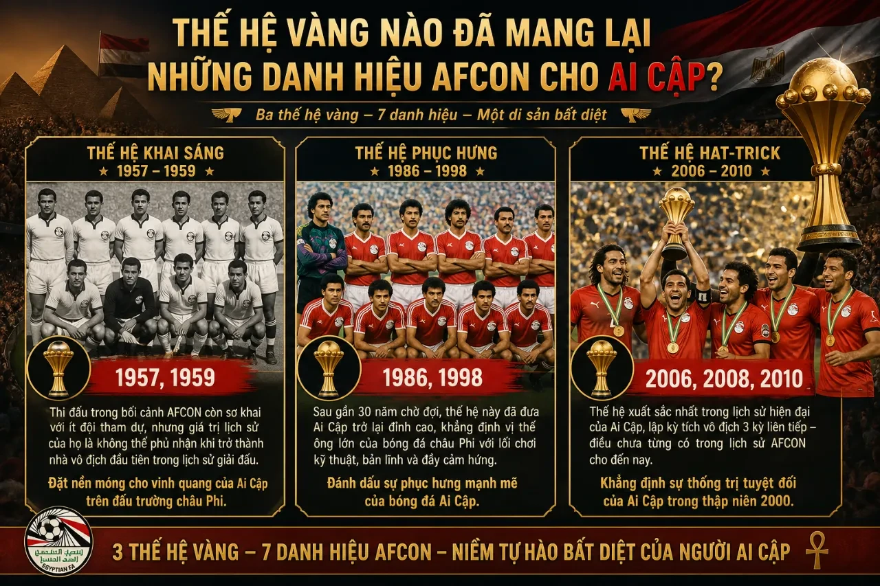 Đội trưởng đội tuyển Ai Cập nâng cao cúp vô địch trong vòng vây ăn mừng của các đồng đội