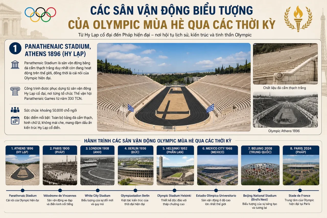 Điểm Danh Các Sân Vận Động Đăng Cai Olympic: Những Công Trình Biểu Tượng Của Thế Vận Hội