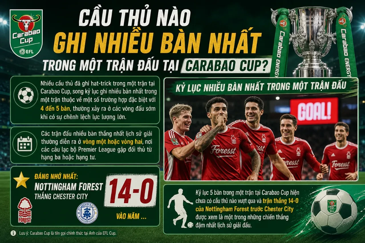 Tiền đạo ăn mừng phấn khích sau khi ghi hat-trick tại vòng loại Carabao Cup