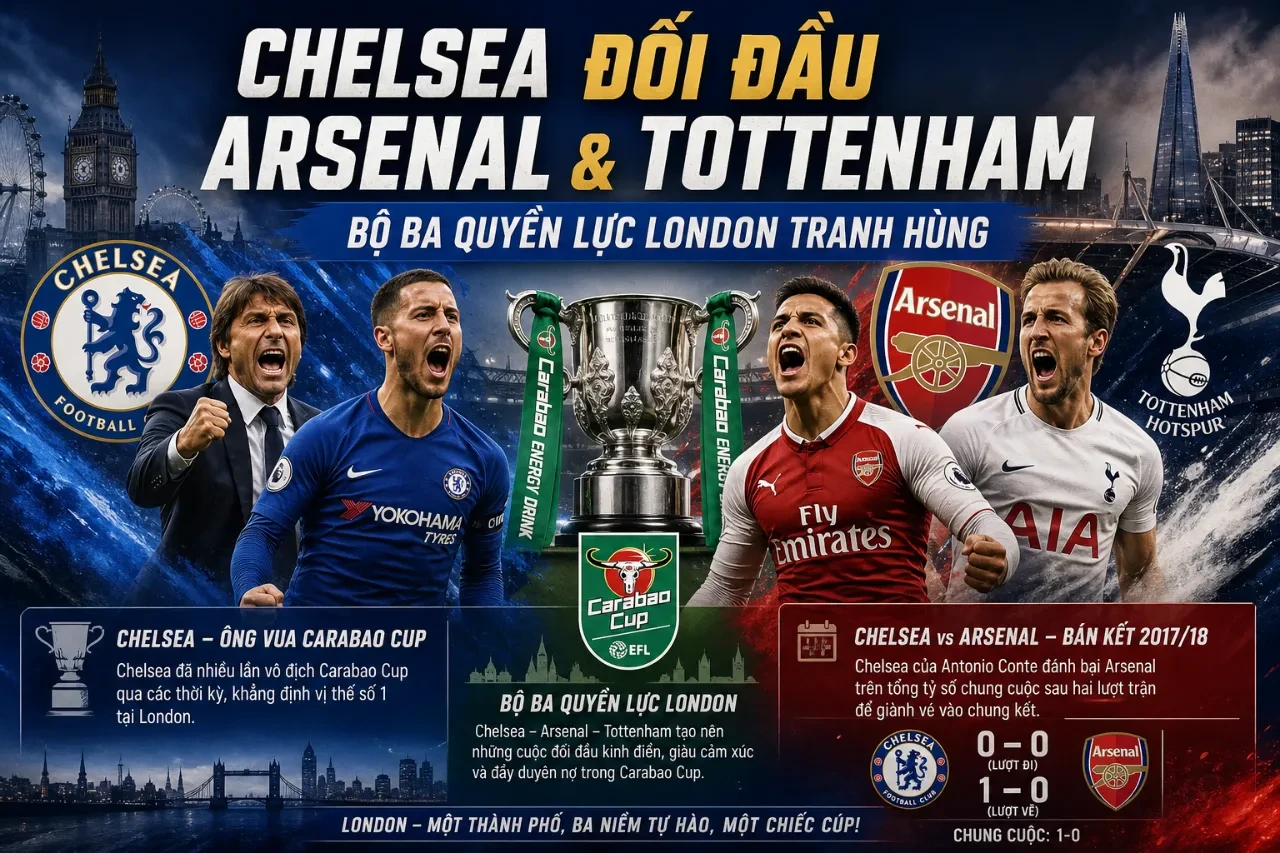 Bầu không khí căng thẳng trong trận derby thành London giữa Chelsea và Arsenal tại Cúp Liên đoàn
