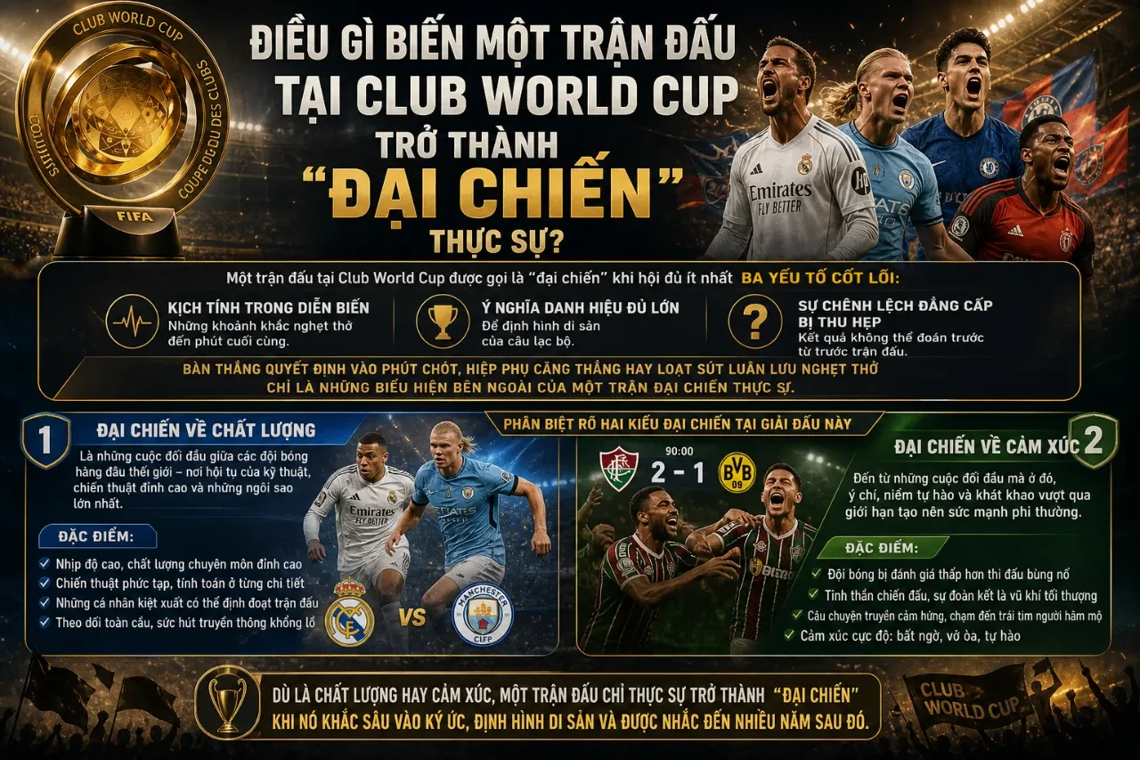 Hàng vạn cổ động viên cuồng nhiệt cổ vũ trên khán đài giải vô địch bóng đá thế giới các câu lạc bộ