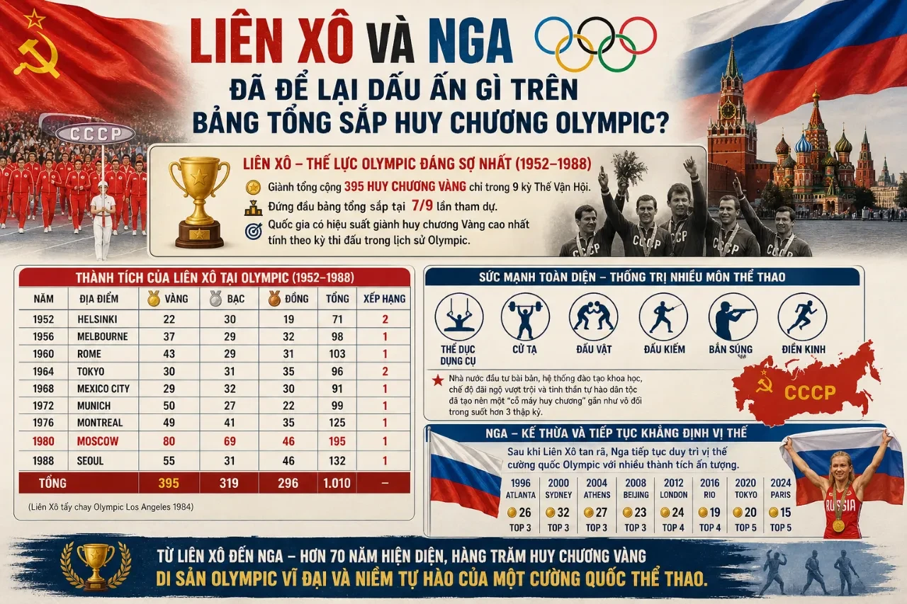 Hình ảnh tư liệu ghi lại thời kỳ đỉnh cao huy chương của đoàn thể thao Liên Xô
