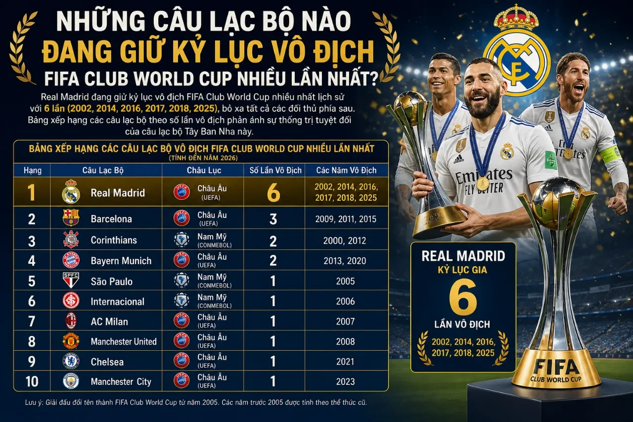 Giải Mã Toàn Bộ Hệ Thống Danh Hiệu & Bảng Vàng Thành Tích FIFA Club World Cup Qua Các Thời Đại