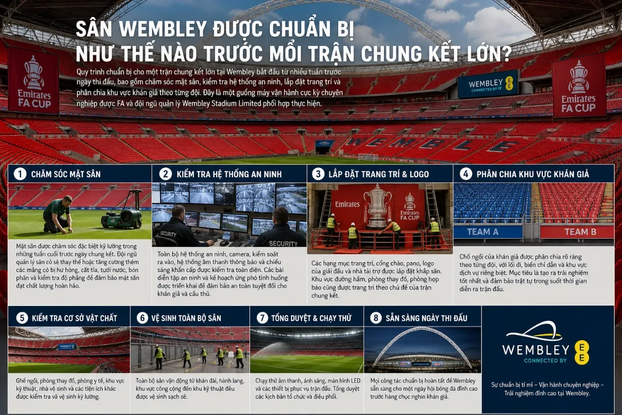Hệ thống đèn chiếu sáng nhân tạo đang hỗ trợ tăng trưởng cỏ trên mặt sân Wembley trước trận đấu