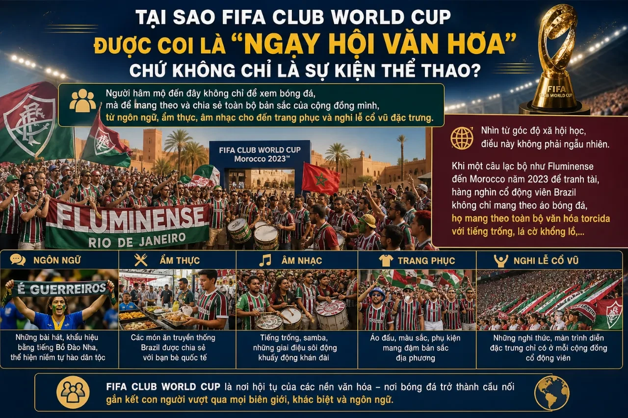Khán đài rực rỡ sắc màu văn hóa của người hâm mộ đa quốc gia tại giải đấu thế giới