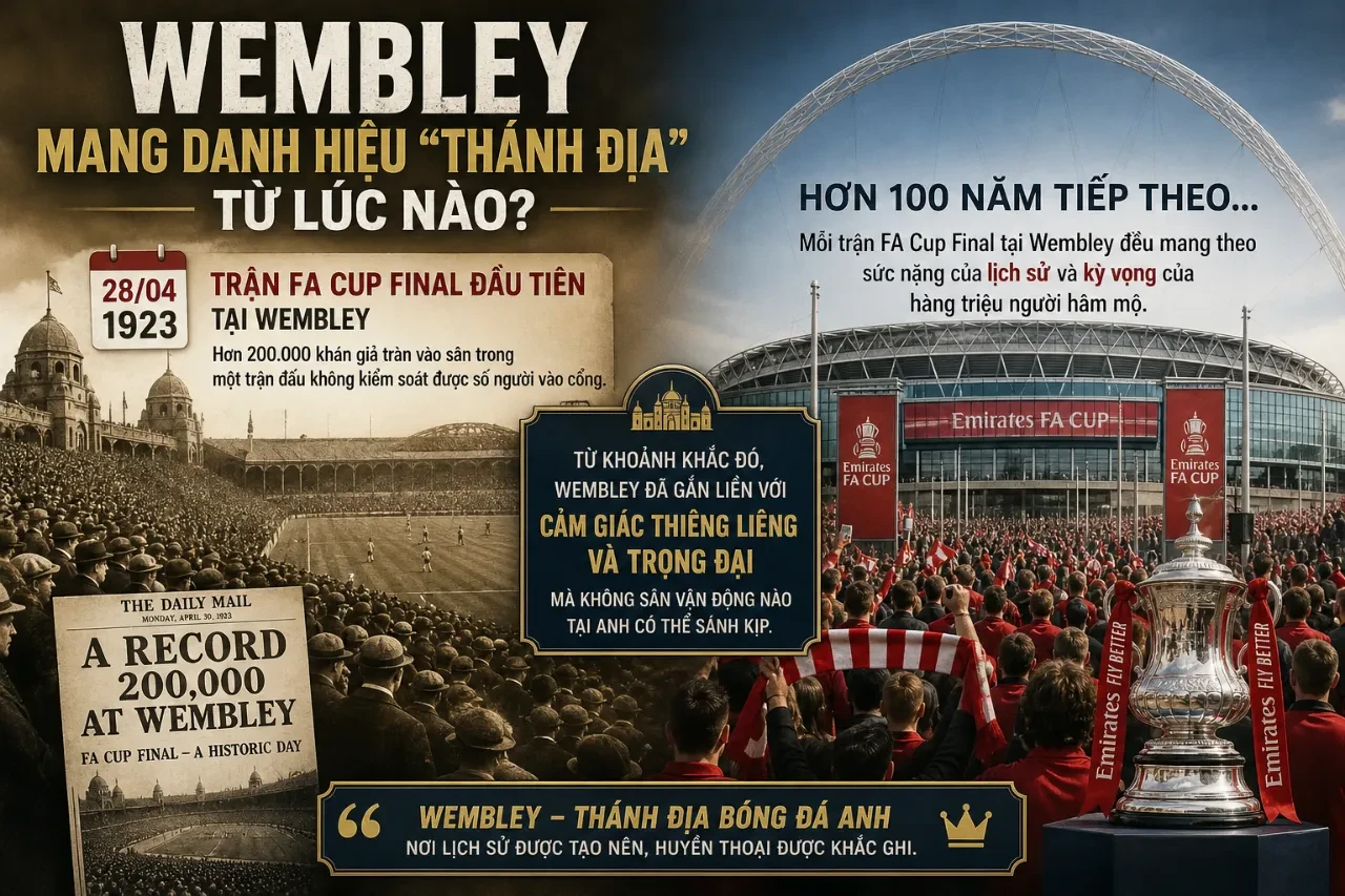 Khám Phá Sân Vận Động Wembley — Thánh Địa Trăm Năm Của Những Trận Chung Kết FA Cup Huyền Thoại