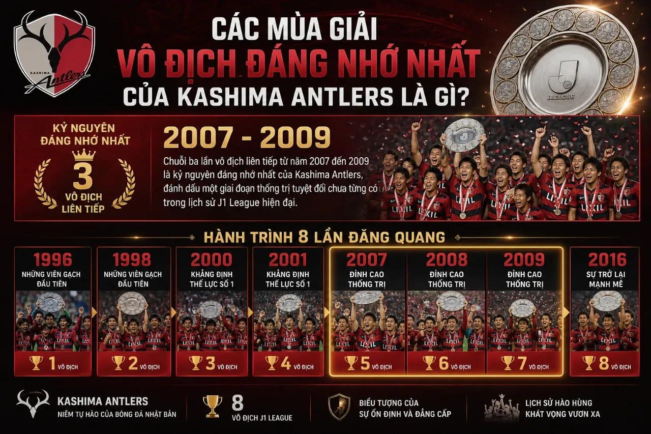 Top 10 Câu Lạc Bộ Vô Địch J1 League Nhiều Nhất Lịch Sử: Từ Kashima Antlers Đến Những Thế Lực Mới Nhật Bản