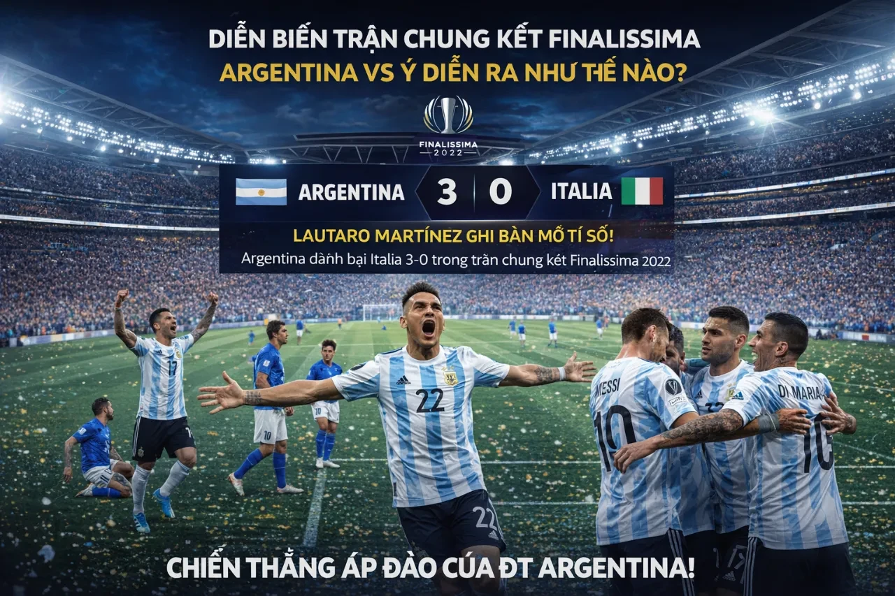 Toàn cảnh các cầu thủ Argentina thi đấu áp đảo trước khối phòng ngự của đội tuyển Ý