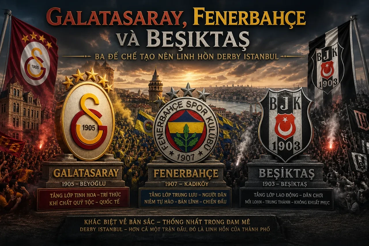 Cổ động viên các đội bóng lớn Istanbul diễu hành nhuộm màu các góc phố lớn