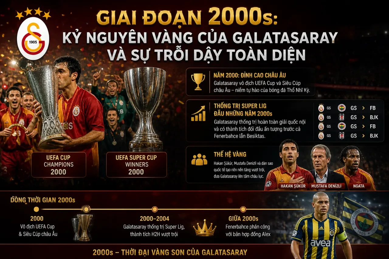 Giai đoạn 2000s: Kỷ nguyên vàng của Galatasaray và sự trỗi dậy toàn diện