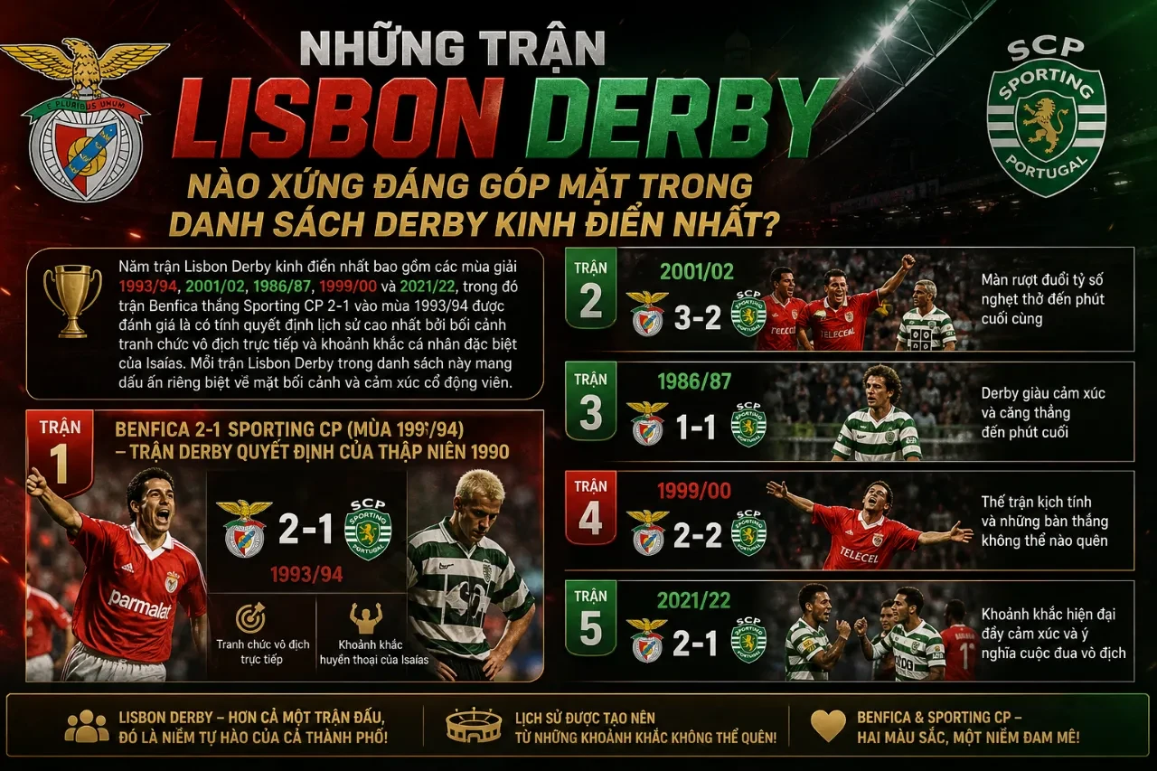 Bản đồ các câu lạc bộ bóng đá lớn tại thủ đô Lisbon với hai đại diện Benfica và Sporting CP