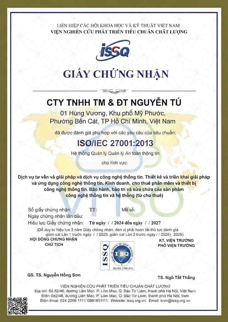 Chứng nhận tiêu chuẩn quốc tế về chất lượng dịch vụ số ISSQ của BongDaDev